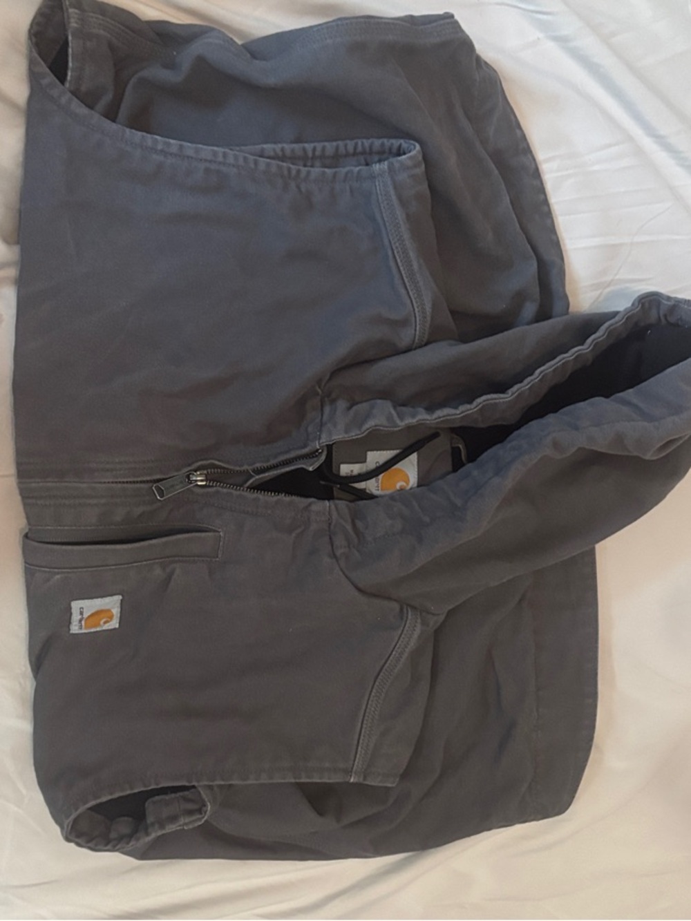 Carhartt Washed Duck Fleece-Lined Hooded Vest Gray - Men's XL
